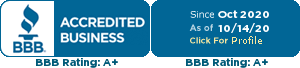 BBB Accredited Business Seal. BBB Rating: A+. Since Oct 2020. As of 10/14/20. Click For Profile.